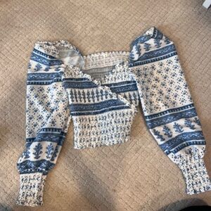 Blue and white blouse